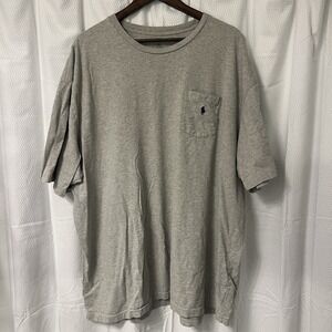 Polo Ralph Lauren Crew Tee Big Tall 3XT 3XLT Gray Pocket Tee Blue Pony